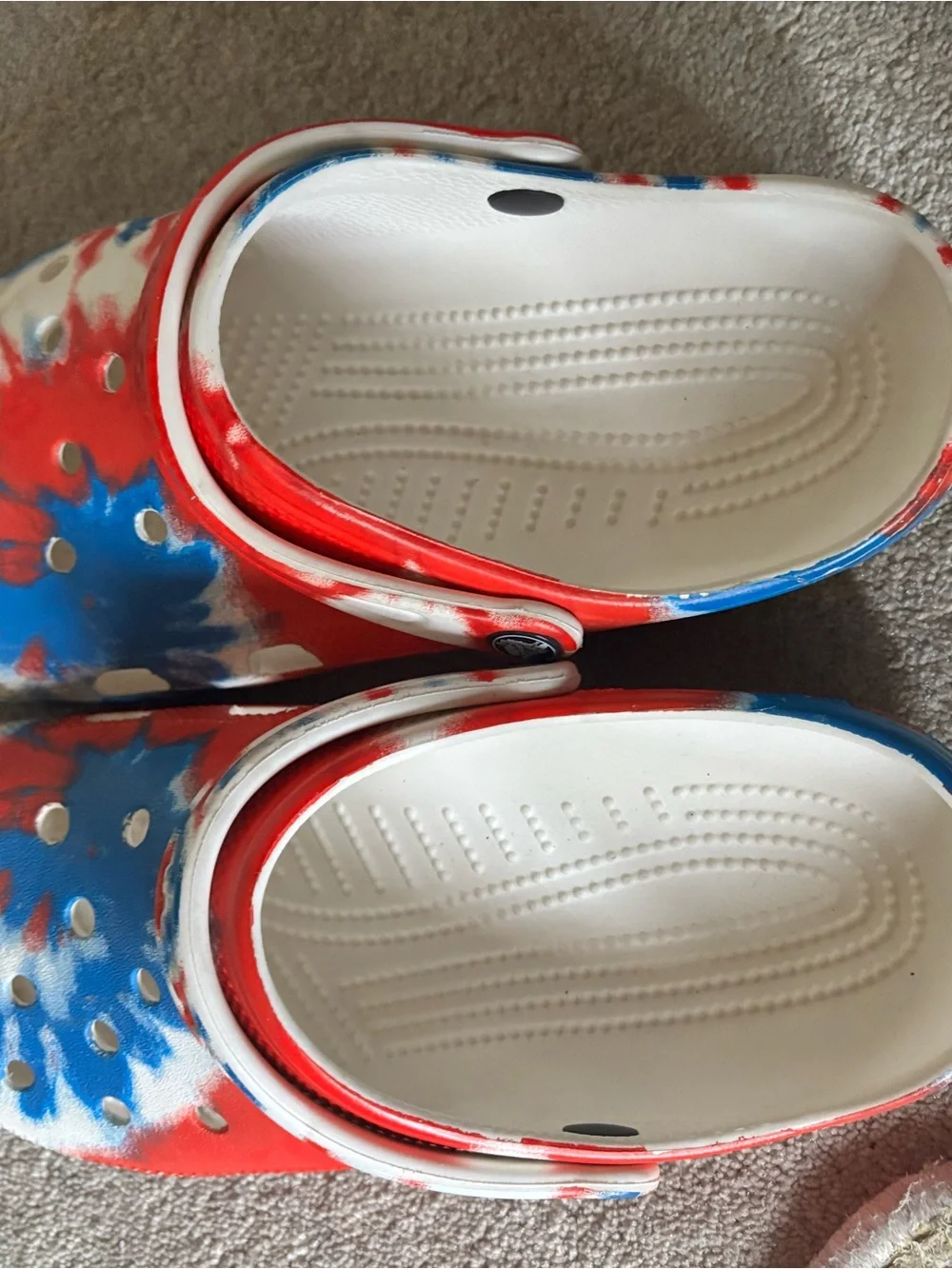 CROCS  Tie-Dye Clogs in Red and Blue